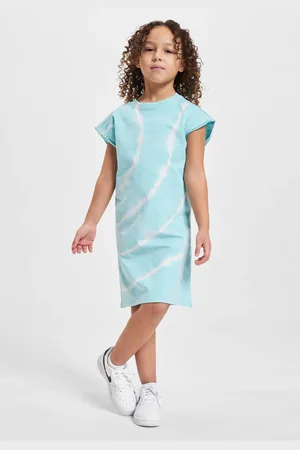 Urban classics Dívčí šaty s kravatou Dye aquablue
