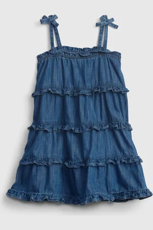GAP Dětské šaty denim tiered dress - Holky