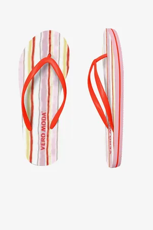 VERO MODA Růžovo-červené pruhované žabky Selma - Dámské