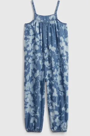 GAP Dětský overal tie-dye denim jumpsuit with Washwell - Holky