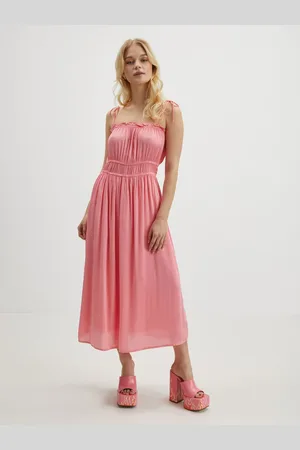 VERO MODA Růžové dámské maxišaty Helyn - Dámské