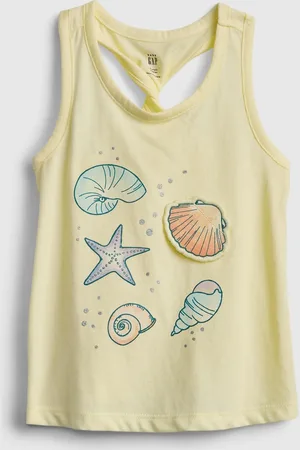 GAP Dětský top twist-back interactive graphic tank - Holky