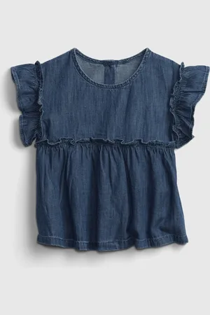 GAP Dětský top med ruffle denim - Holky