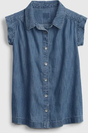 GAP Dětské šaty denim med button trough dress - Holky
