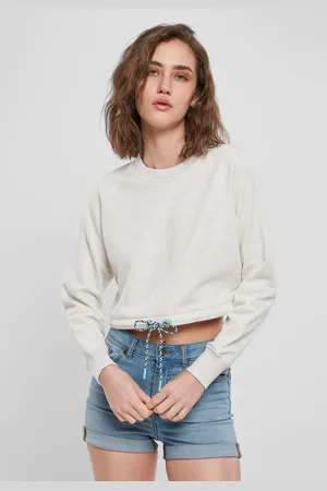 Urban classics Dámský oversized Cropped Crewneck světle šedý