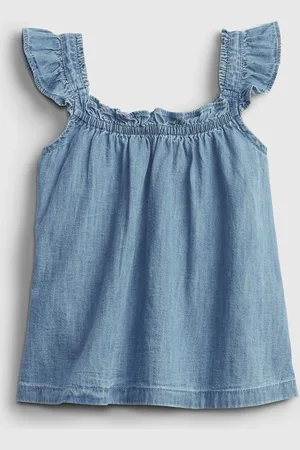 GAP Dětský top denim ruffle - Holky