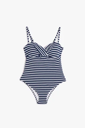 Koton Swimsuit with Thin Straps Draped Covered Back Detail.