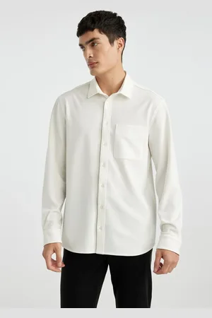 DeFacto Regular Fit Polo Collar Crinkle Basic Plain Long Sleeve Shirt