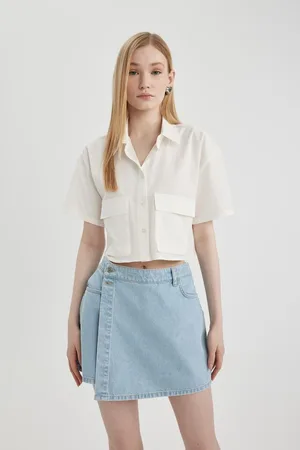 DeFacto Cool Oversize Wide Fit Poplin Short Sleeve Shirt