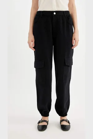 DeFacto Cool Gabardine Jogger Pants Basic Plain Regular Waist Cargo Pocket