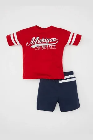 DeFacto Baby Boy Printed Short Sleeve T-Shirt Shorts 2-Piece Set