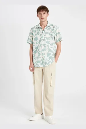 DeFacto Linen Look Trousers Wide Leg Cargo Pocket Wide Leg
