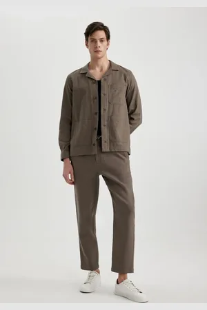 DeFacto Pants Regular Fit Straight Leg Cotton Pocket