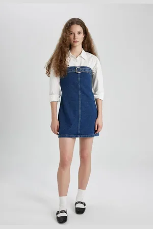 DeFacto Fashion Fit Strapless Jean Mini Dress