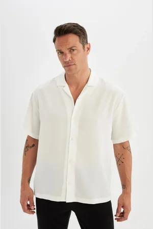 DeFacto Relax Fit Polo Collar Crinkle Fabric Short Sleeve Shirt