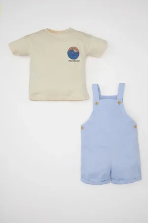 DeFacto Baby Boy Printed Short Sleeve T-Shirt Salopet 2-Piece Set