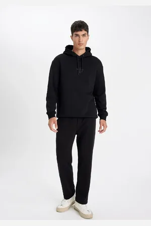 DeFacto Black Regular Fit Regular Cut Straight Leg Cotton Sweatpants