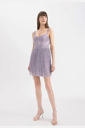 DeFacto Sweetheart Neckline Shiny Fabric Strap Mini Dress
