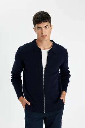 DeFacto Standard Fit Regular Cut Polo Collar Knitted Cardigan