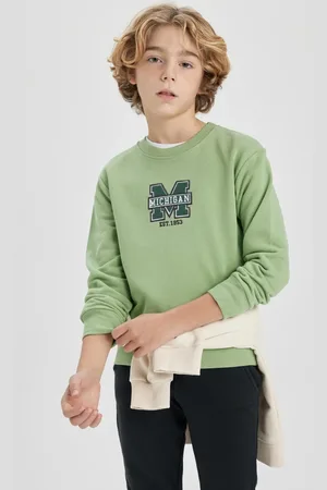 DeFacto Boy Printed Crew Neck Thick Sweatshirt