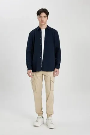 DeFacto Regular Cargo Jogger Gabardine Trousers with Cargo Pockets