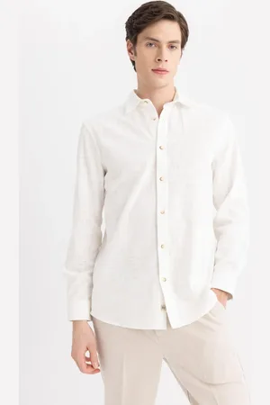 DeFacto Regular Fit Polo Collar Basic Plain Cotton Long Sleeve Shirt