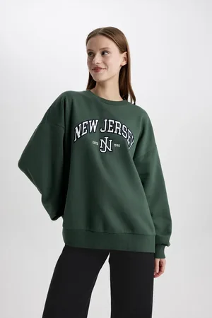 DeFacto Oversize Fit Wide Mold Crew Neck Printed Thick Fabric Sweatshirt