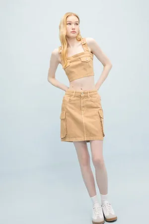 DeFacto Cool Cargo Fit Gabardine Washed Pale Effect Mini Skirt