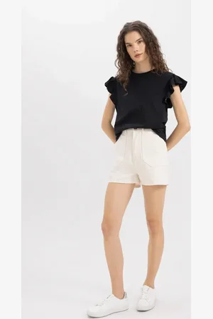 DeFacto High Waist Double Leg Gabardine Shorts