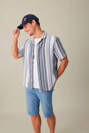 DeFacto Regular Fit Open Collar Striped Short Sleeve Shirt