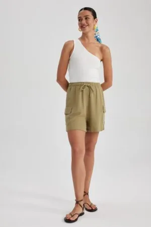 DeFacto High Waist Short Leg Linen Blended Shorts