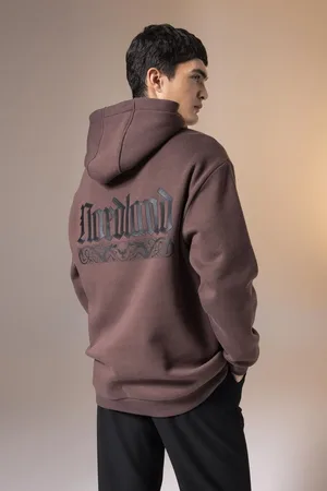 DeFacto Unisex Oversize Wide Pattern Hooded Back Printed Sweatshirt