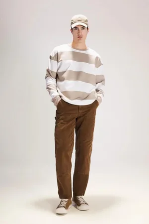 DeFacto Gabardine Trousers Wide Leg Straight Leg Pocket