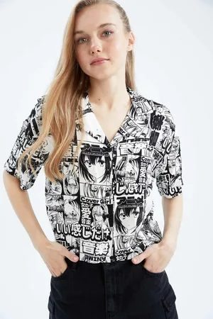 DeFacto Cool Regular Fit Pajama Collar Patterned Short Sleeve Shirt