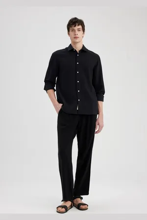 DeFacto Viscose Trousers Regular Fit Straight Leg Pocket