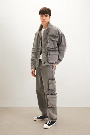 DeFacto Oversize Wide Mold Snap Closure Pocket Jean Jacket