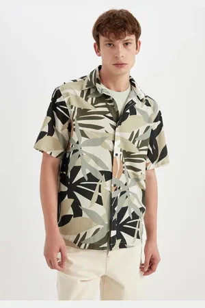 DeFacto Regular Fit Hawaiian Printed Cotton Short Sleeve Shirt