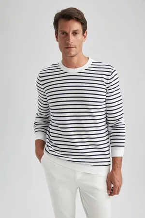 DeFacto Standard Fit Regular Cut Striped Crew Neck Knitwear Sweater