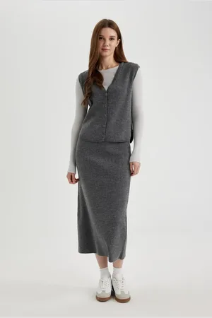DeFacto Regular Fit Knitwear Maxi Skirt