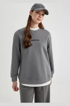 DeFacto Regular Fit Crew Neck Printed Long Sleeve Sweatshirt Tunic