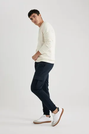 DeFacto Jogger Sweatpants Slim Fit Slim Cut Cargo Pocket Basic Plain Waist Lace-up Elastic Leg