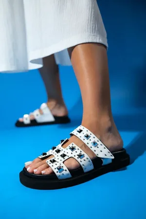 LuviShoes VOYAGE White Silver Studded Women