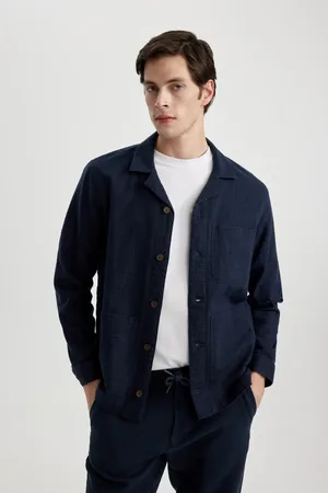 DeFacto Regular Fit Open Collar Cotton Shirt Jacket
