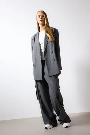 DeFacto Darted Trousers Wide Leg Wide Leg Cargo Pocket High Waist Basic Plain Standard Length