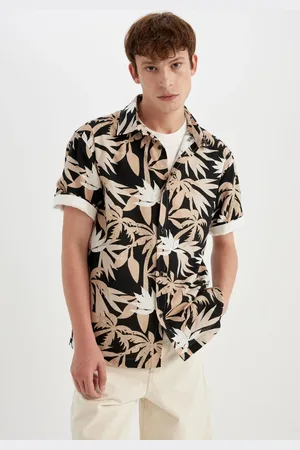 DeFacto Regular Fit Hawaiian Printed Cotton Short Sleeve Shirt
