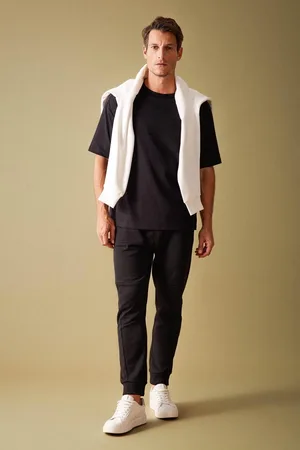 DeFacto Pique Jogger Sweatpants Slim Fit Slim Cut Drawstring Waist Elastic Leg Zipper Pocket
