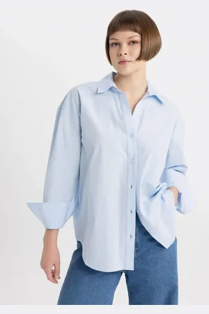 DeFacto Oversize Wide Pattern Poplin Long Sleeve Shirt