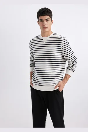 DeFacto Modern Fit Crew Neck Striped Sweatshirt