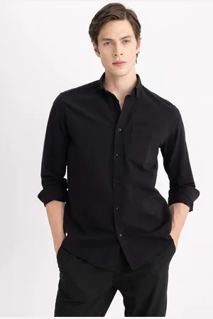 DeFacto Regular Fit Oxford Pocket Detailed Long Sleeve Basic Plain Shirt