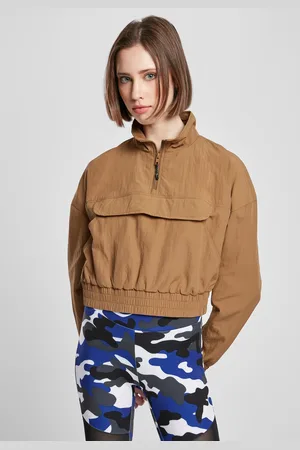 Urban classics Dámská zkrácená bunda Crinkle Nylon Pull Over Midground